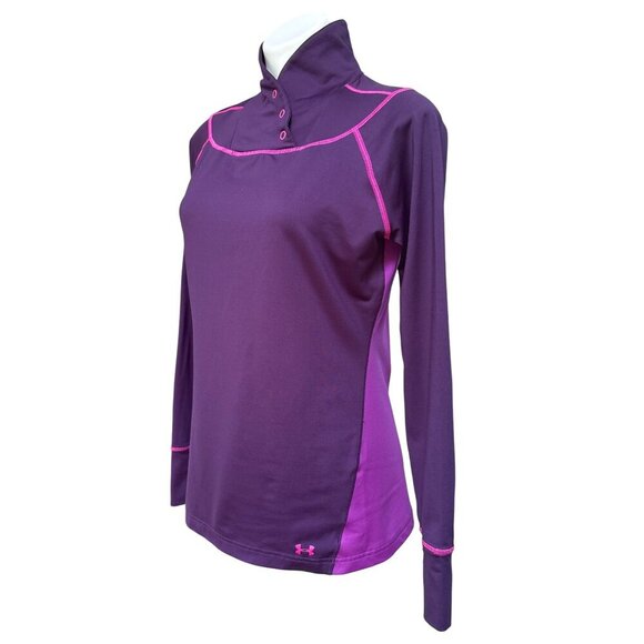 Under Armour Cold Gear Pullover, Purple With Pink Stitching Women's Size L - Picture 6 of 8